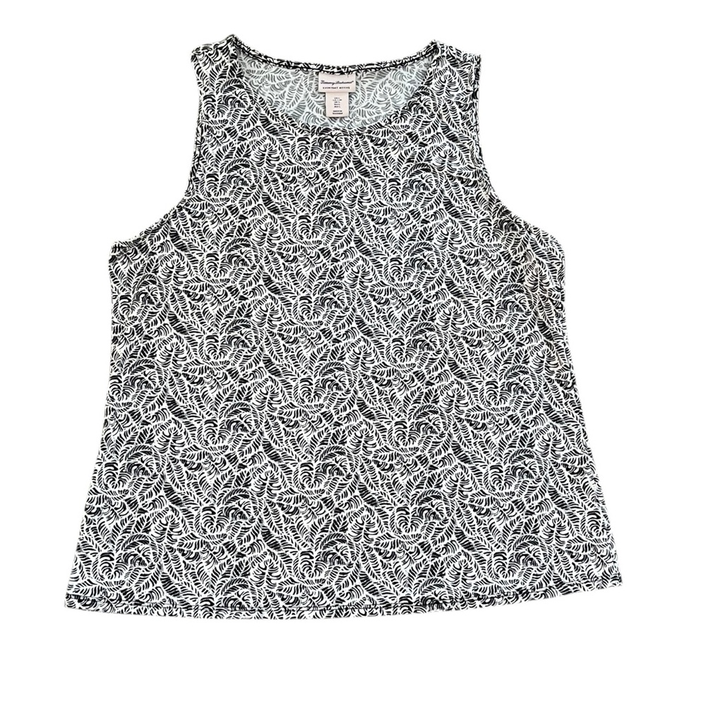 Tommy Bahama Everyday Active Black & White Tropical Print Tank Large